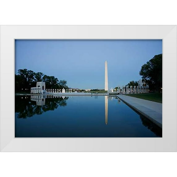 Highsmith, Carol 32x23 White Modern Wood Framed Museum Art Print Titled - Reflecting pool on the National Mall with the Washington Monument reflected, Washington, D.C.