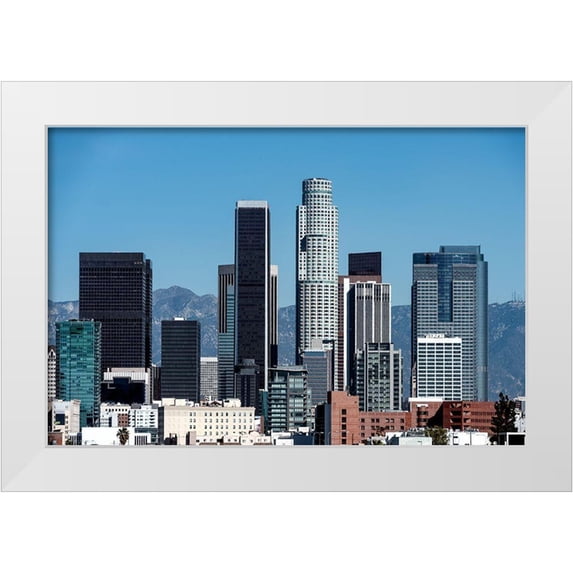 Highsmith, Carol 32x23 White Modern Wood Framed Museum Art Print Titled - Skyline view of Los Angeles-California