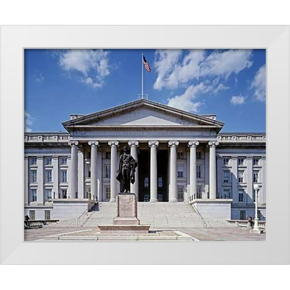 Highsmith, Carol 32x26 White Modern Wood Framed Museum Art Print Titled - U.S. Treasury building, Washington, D.C.
