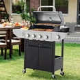 Highsound 4Burner Propane Gas Grill with Side Burner, Porcelain