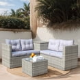 thumbnail image 1 of Highsound 4 Piece Outdoor Patio Furniture Sets All Weather Outdoor Sofa PE Garden Furniture Wicker Rattan Patio Conversation Set with Storage Box & Coffee Table, Gray, 1 of 6