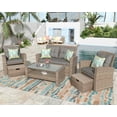 thumbnail image 1 of Highsound 4 Piece Patio Furniture Set, Wicker Outdoor Conversation Set with Cusions & Coffee Table, Rattan Sofa Chair Set, Gray, 1 of 7