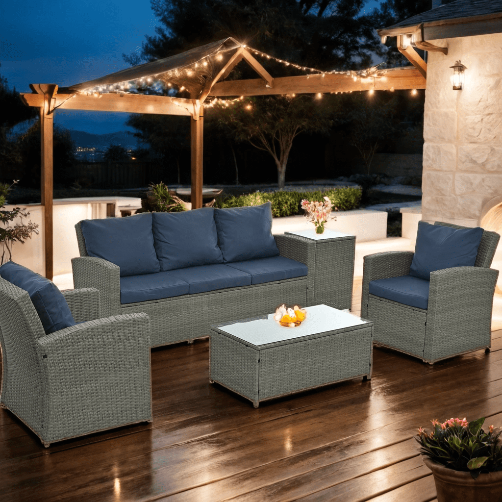 Conversation Set Hampton Bay Patio Furniture Cushions Blue Hill Hampton Bay  Piece Conversation Set Highsound 5-, image size:1024x1024