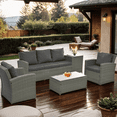 thumbnail image 1 of Highsound 5 Pieces Outdoor Patio Furniture Set, PE Wicker Furniture Conversation Sets with Washable Cushions & 2 Coffee Table for Garden, Poolside, Backyard (Dark Gray), 1 of 10