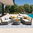 thumbnail image 1 of Highsound 9 Piece Patio Furniture Sectional Set, Outdoor All-Weather PE Rattan Wicker Conversation Set, Garden Sofa Set with Coffee Table and Couch Cushions, 1 of 13