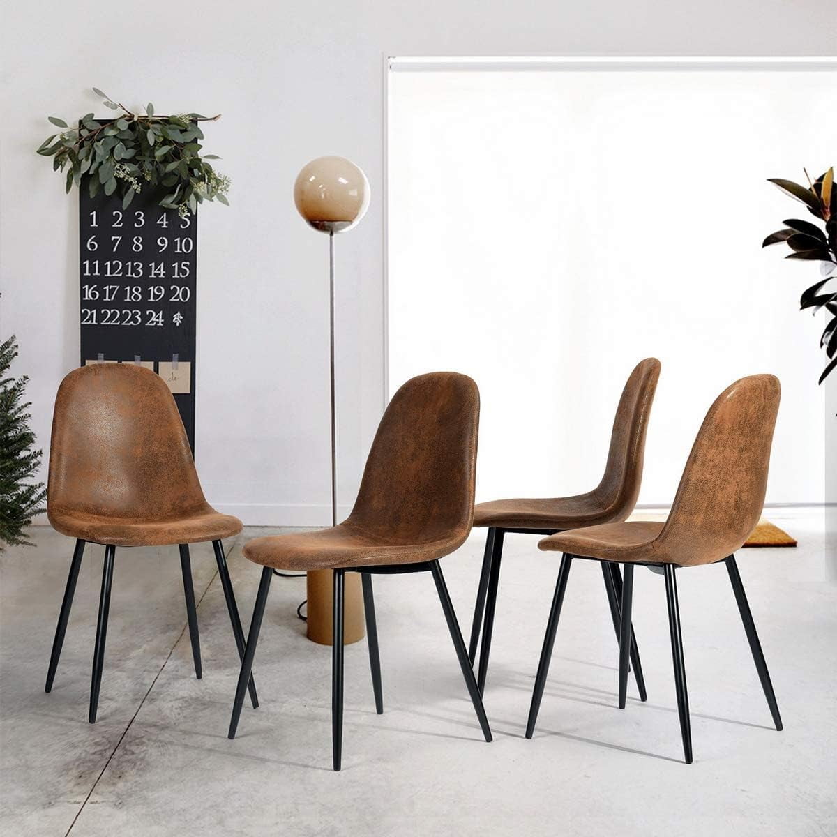 Highsound Dining Chairs Set of 4, Mid-Century Suede Fabric Dining