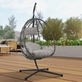 thumbnail image 1 of YIORTWO Egg Hanging Chair with Stand, Patio Wicker Swing Egg Chair Indoor Swinging Chair Outdoor Hammock Egg Chair for Patio Bedroom Balcony, Light Grey, 1 of 10
