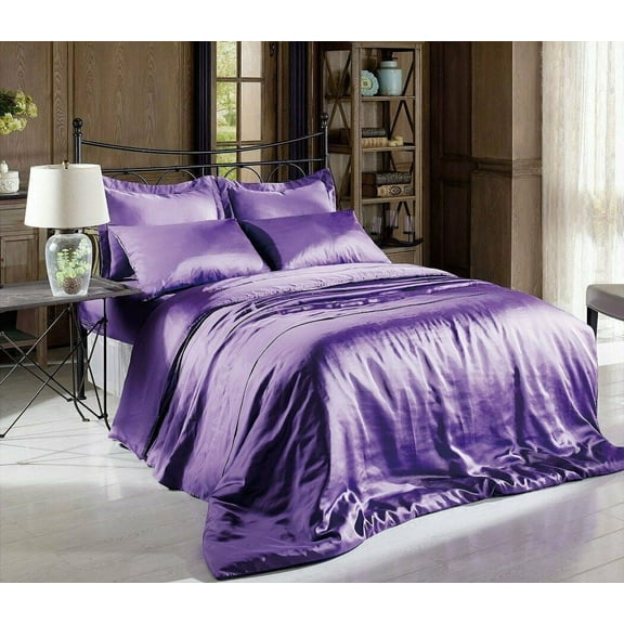 Hight Thread Count Solid Color Soft Silky Charmeuse Satin Luxury and Super Soft Bed Sheet Set