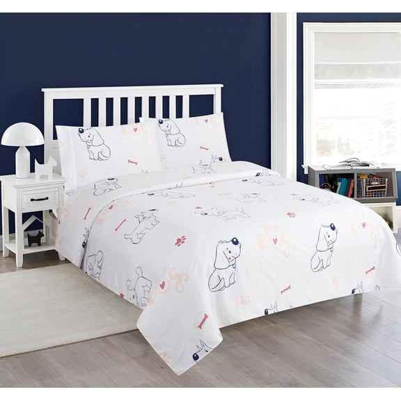 Hight Thread Count Super Soft Microfiber Kid Breathable Bed Sheet Set with Pillowcase, Flat and Fitted Sheet (Twin, My Dog)