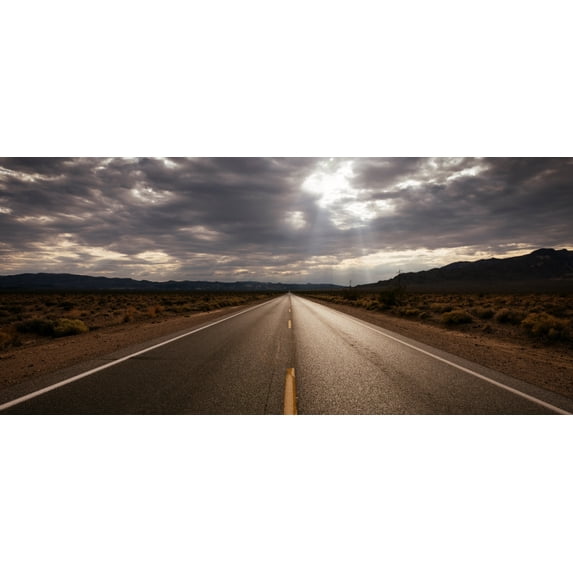 Highway 190 passing through a landscape, Death Valley National Park, California, USA Poster Print (14 x 30)