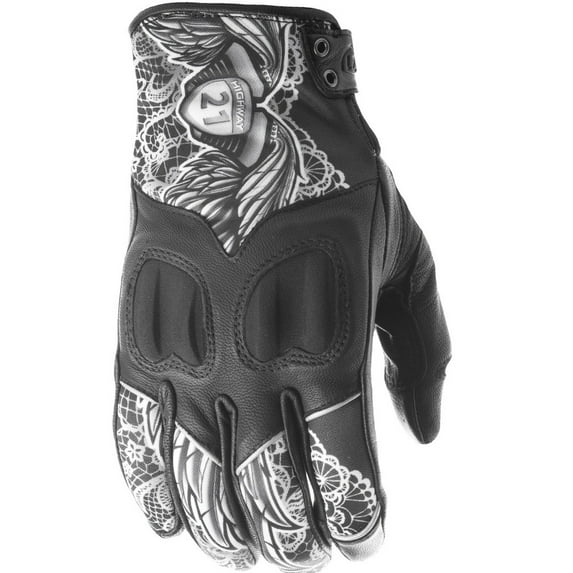 Highway 21 Women's Vixen Gloves Black White Lace size X-Large