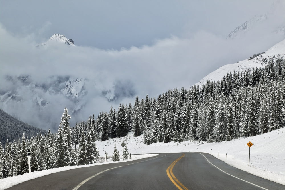 Highway 40 In Winter Highwood Pass Peter Lougheed Provincial Park Alberta Canvas Art - Darwin Wiggett Design Pics (34 x 22)