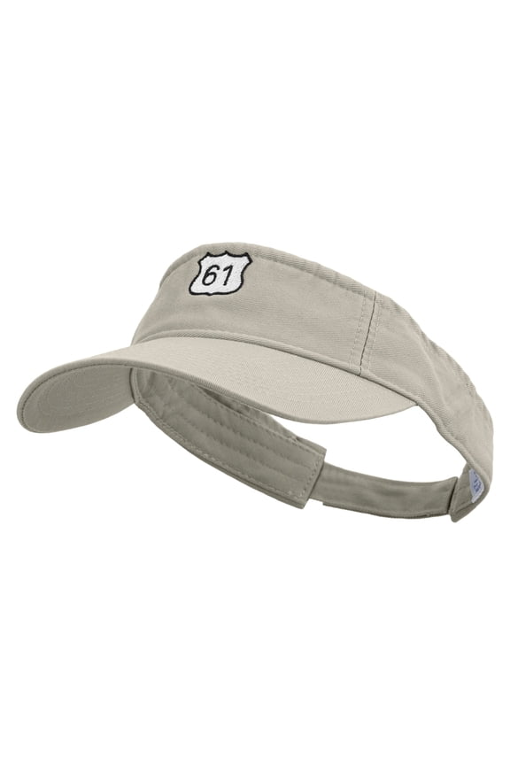 Highway 61 Embroidered Pro Style Cotton Twill Washed Visor - Stone OSFM