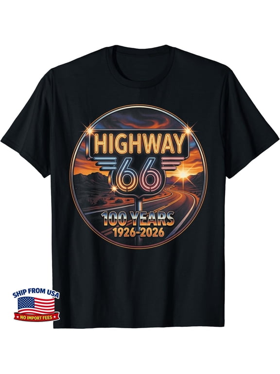 Highway 66 100 Years 1926-2026 Route Trip Anniversary T-Shirt
