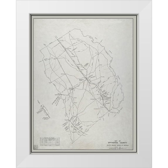 Highway Board 12x14 White Modern Wood Framed Museum Art Print Titled - Effingham Georgia - Highway Board 1932