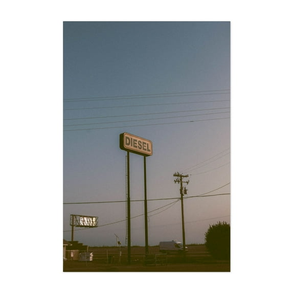 Highway Fade - Kingsburg California Photography Gas Station Vintage Rural Minimalist Industrial Retro Landscape Unframed Wall Art Print 20 x 30 inches