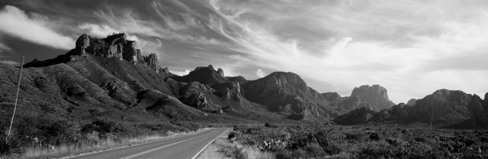Highway Passing Through A Landscape Big Bend National Park Texas USA Canvas Art - Panoramic Images (12 x 36)