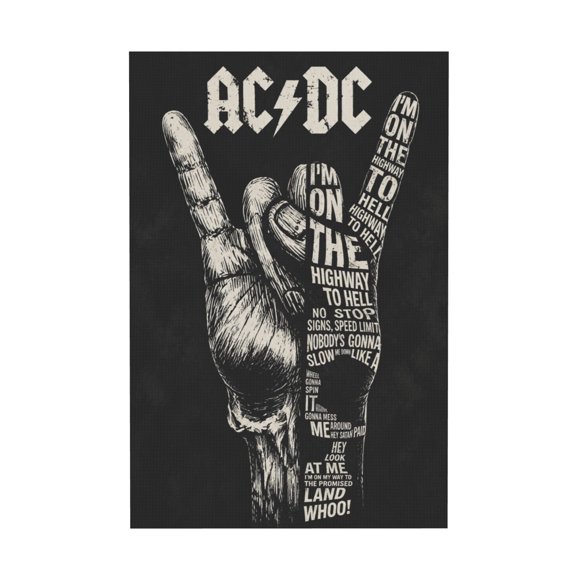Highway To Hell Rock Music Canvas Wall Art For Music Room Studio Office Man Cave Living Room Home Bar 12*18in
