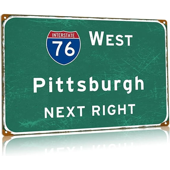 Highway Vintage Metal Tin Signs East Pittsburgh Pa Next Right Metal Posters Airport Street Direction Signage Plaque Office Club Bar Wall Art Decor 12x17 Inches
