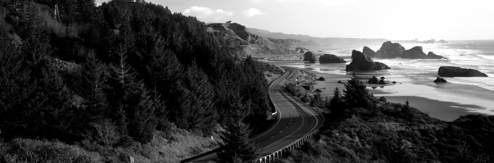 Highway along a coast Highway 101 Pacific Coastline Oregon USA Canvas Art - Panoramic Images (6 x 18)