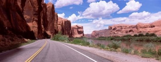 Highway along rock formations Utah State Route 279 Utah USA Canvas Art - Panoramic Images (36 x 13)