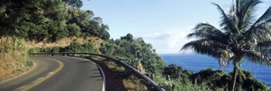 Highway along the coast Hana Highway Maui Hawaii USA Canvas Art - Panoramic Images (36 x 12)