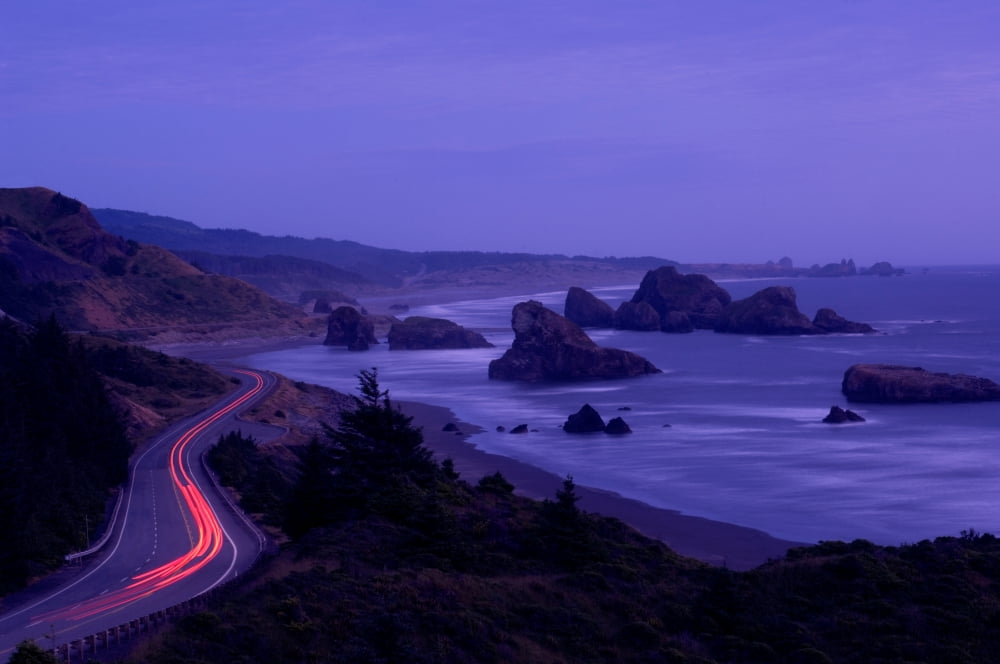 Highway along the coast US Route 101 Cape Sebastian State Scenic Corridor Oregon USA Canvas Art - Panoramic Images (12 x 36)