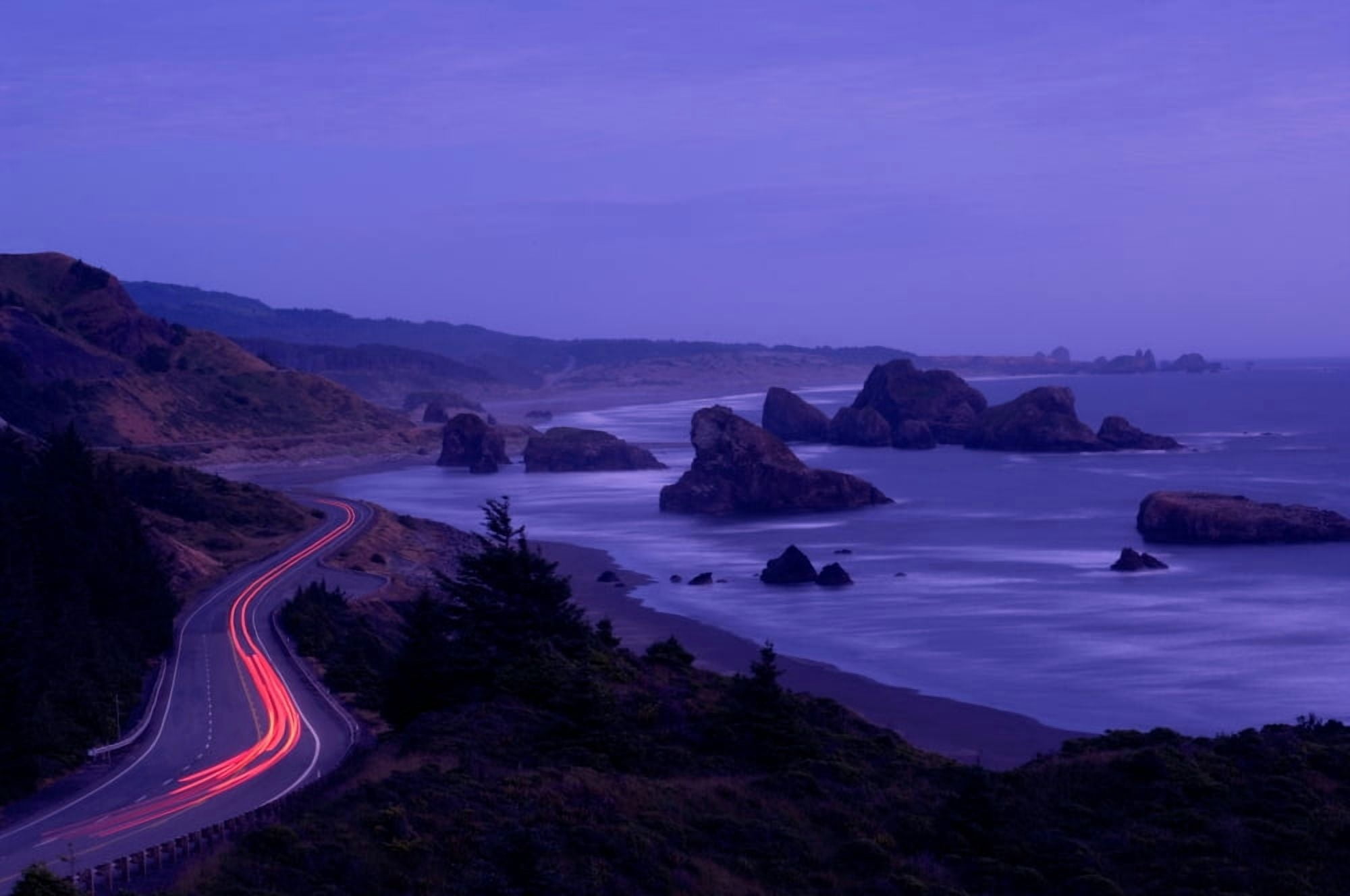 Highway along the coast US Route 101 Cape Sebastian State Scenic Corridor Oregon USA Canvas Art - Panoramic Images (9 x 27)