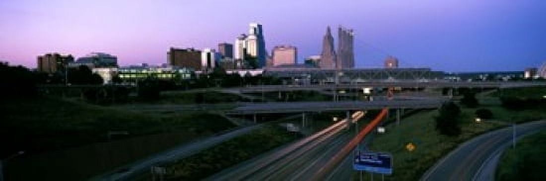 Highway interchange and skyline at sunset Kansas City Missouri USA Canvas Art - Panoramic Images (18 x 6)