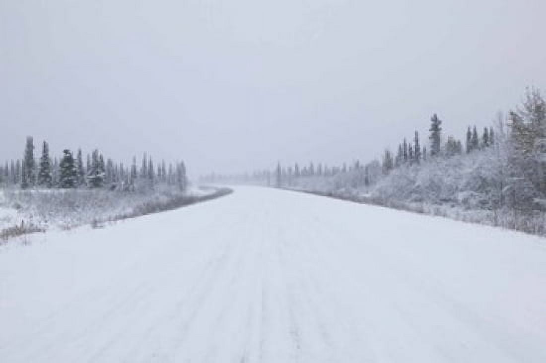 Highway passing through a snow covered landscape George Parks Highway Denali National Park Alaska USA Canvas Art - Panoramic Images (16 x 11)