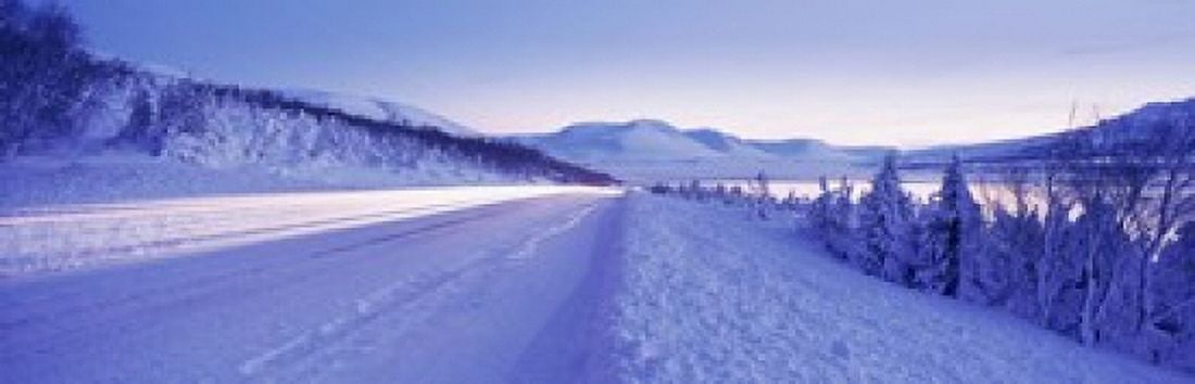 Highway running through a snow covered landscape Akureyri Iceland Canvas Art - Panoramic Images (18 x 6)