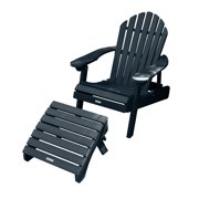 Highwood 2-pc Hamilton Adirondack Set with 1 Folding Ottoman - Folding & Reclining, Outdoor, Eco-friendly, Synthetic Wood