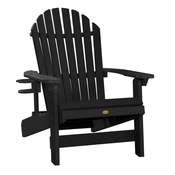 Highwood 2-pc King Hamilton Adirondack Set with 1 Easy-add Cup Holder - Folding and Reclining, Outdoor, Eco-friendly, Synthetic Wood
