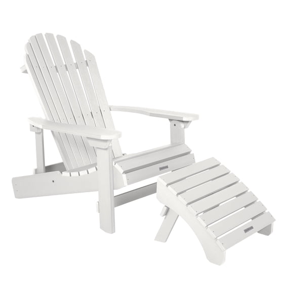 Highwood 2-pc King Hamilton Adirondack Set with 1 Folding Adirondack Ottoman - Folding and Reclining, Outdoor, Eco-friendly, Synthetic Wood