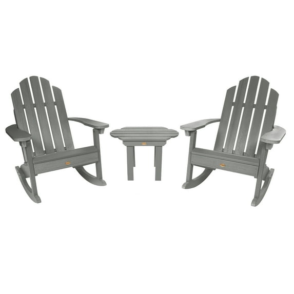 Highwood 3-pc Classic Westport Adirondack Rocking Chair with 1 Classic Westport Side Table - Outdoor, Eco-friendly, Synthetic Wood