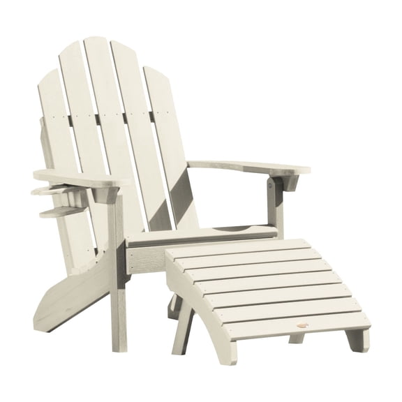 Highwood 3-pc Classic Westport Adirondack Set with 1 Classic Westport Adirondack Chair, 1 Easy-add Cup Holder & 1 Folding Adirondack Ottoman - Outdoor, Eco-friendly, Synthetic Wood