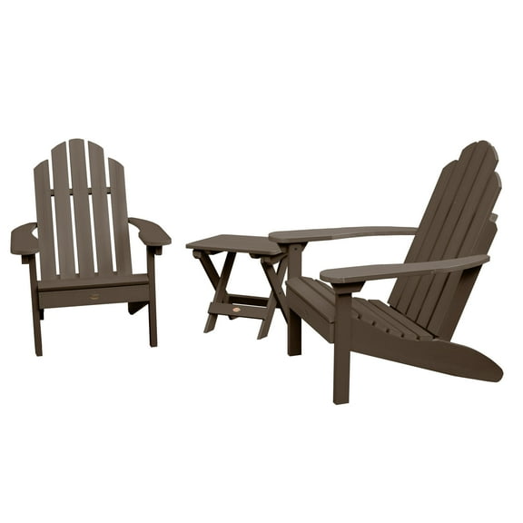 Highwood 3-pc Classic Westport Adirondack Set with 2 Classic Westport Adirondack Chairs and 1 Folding Side Table - Outdoor, Eco-friendly, Synthetic Wood