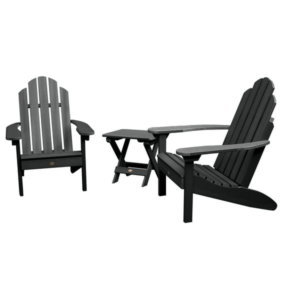 Highwood 3-pc Classic Westport Adirondack Set with 2 Classic Westport Adirondack Chairs and 1 Folding Side Table - Outdoor, Eco-friendly, Synthetic Wood