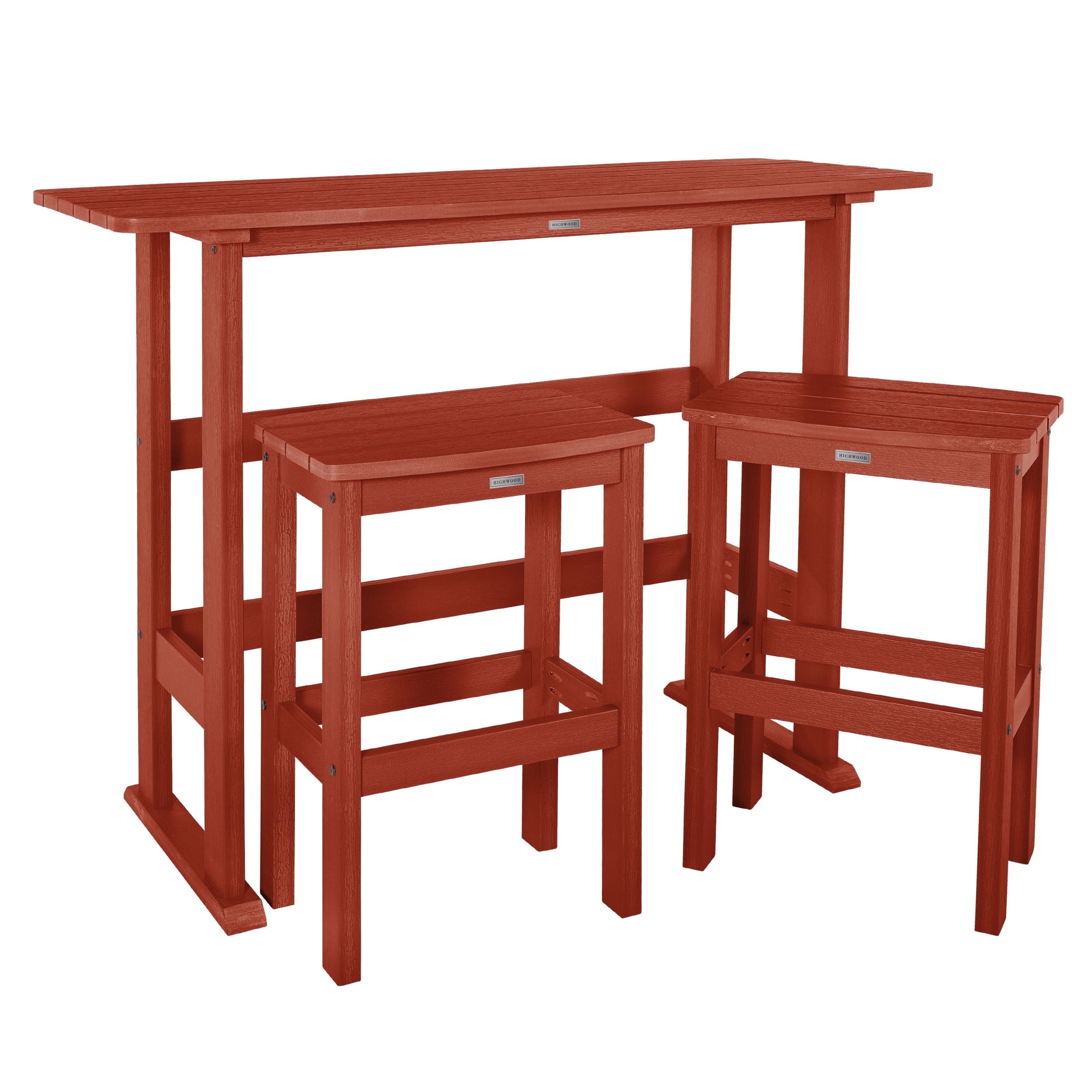Rustic Red Synthetic Wood Bar Height Balcony Set for Two