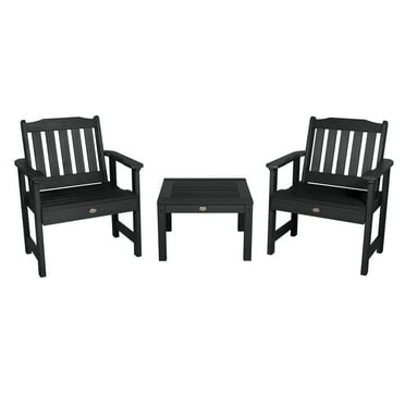 Highwood 3-pc Lehigh Garden Chair Set with 1 Square Side Table - Outdoor, Eco-friendly, Synthetic Wood
