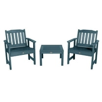 Highwood 3-pc Lehigh Garden Chair Set with 1 Square Side Table - Outdoor, Eco-friendly, Synthetic Wood