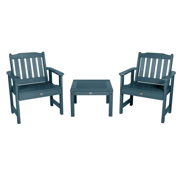 Highwood 3-pc Lehigh Garden Chair Set with 1 Square Side Table - Outdoor, Eco-friendly, Synthetic Wood