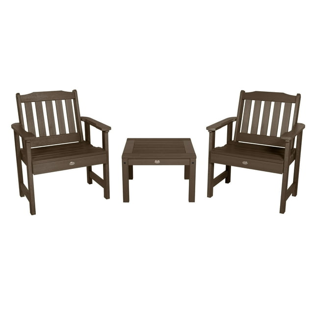 Highwood 3-pc Lehigh Garden Chair Set with 1 Square Side Table - Outdoor, Eco-friendly, Synthetic Wood