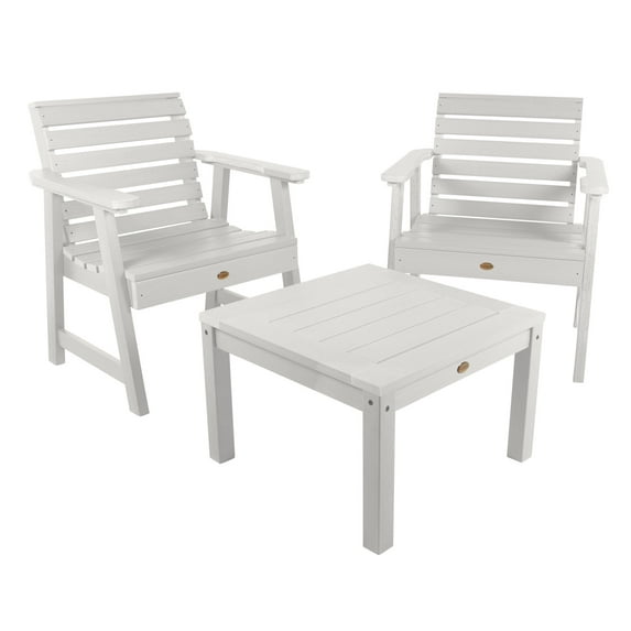 Highwood 3-pc Weatherly Garden Chair Set with 1 Square Side Table - Outdoor, Eco-friendly, Synthetic Wood