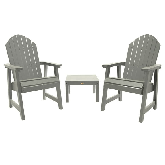 Highwood 3pc Hamilton Deck Set -Two Adirondack Deck Chairs, One Side Table, Outdoor, Eco-friendly, Synthetic Wood