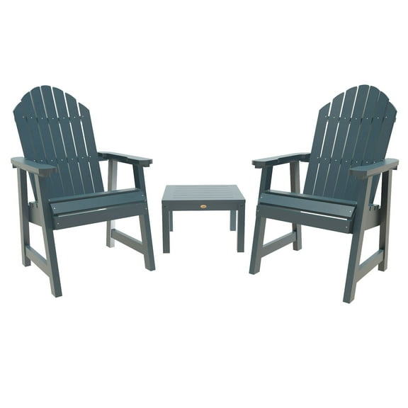 Highwood 3pc Hamilton Deck Set -Two Adirondack Deck Chairs, One Side Table, Outdoor, Eco-friendly, Synthetic Wood
