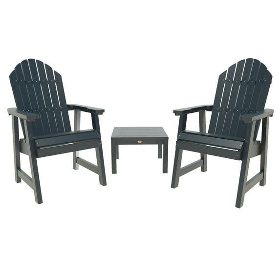Highwood 3pc Hamilton Deck Set -Two Adirondack Deck Chairs, One Side Table, Outdoor, Eco-friendly, Synthetic Wood