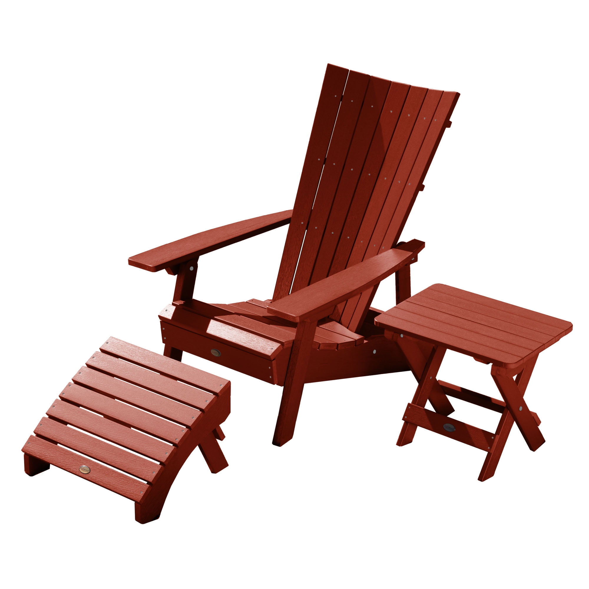 Rustic Red Folding Adirondack Chair with Eco-Friendly Plastic Design