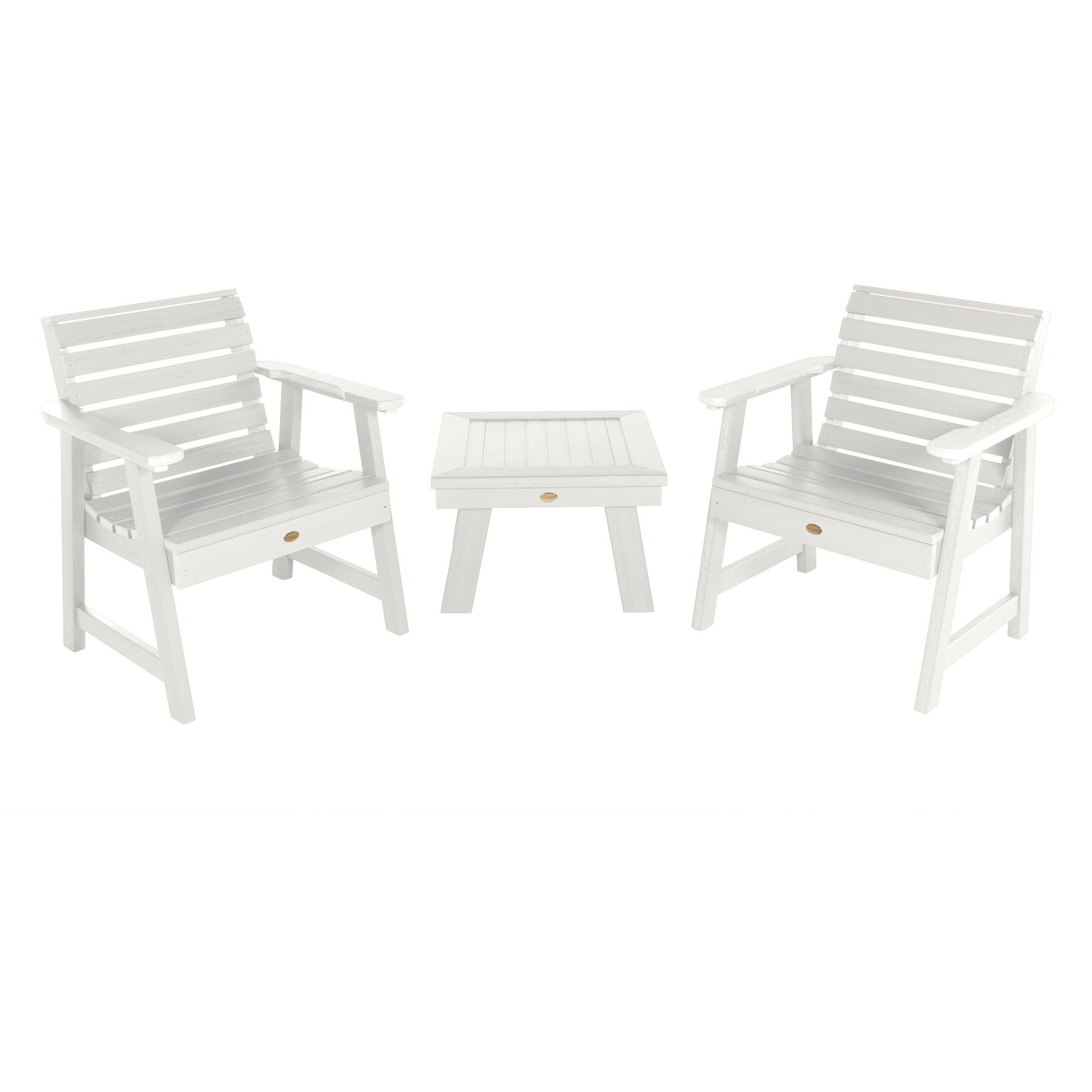 White Weatherly 2-Person Garden Chairs with Square Side Table