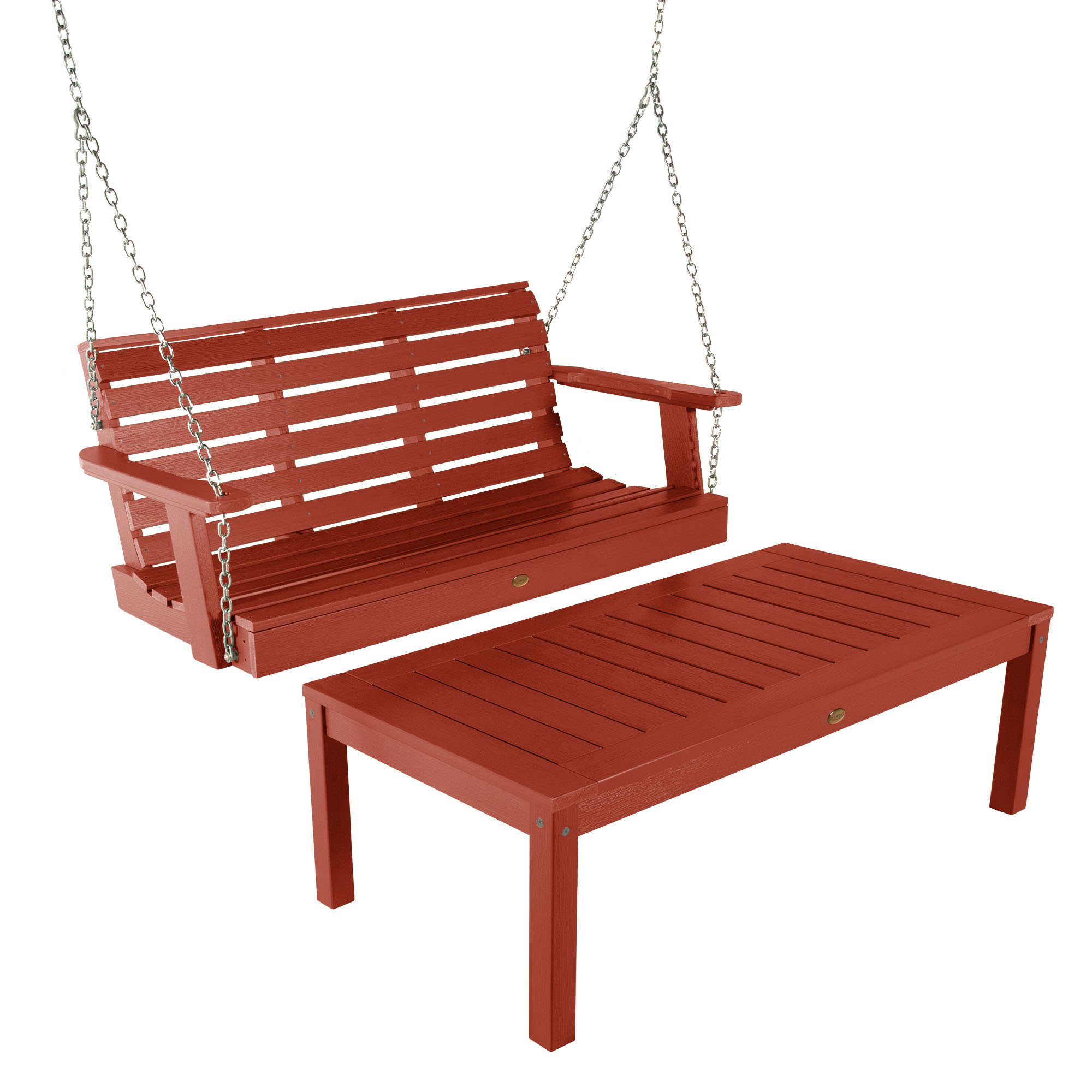 Highwood 4ft Weatherly Porch Swing with Coffee Table Outdoor